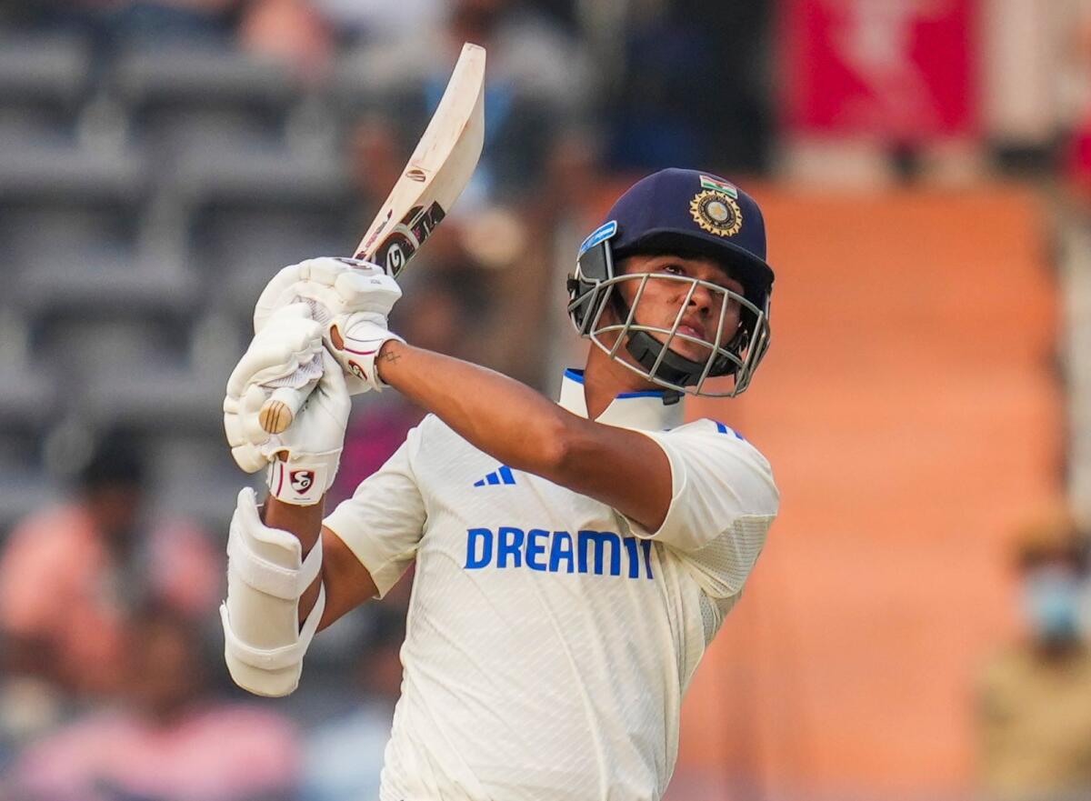 India's batter Yashasvi Jaiswal  plays a shot during the first day of first Test against England. — PTI