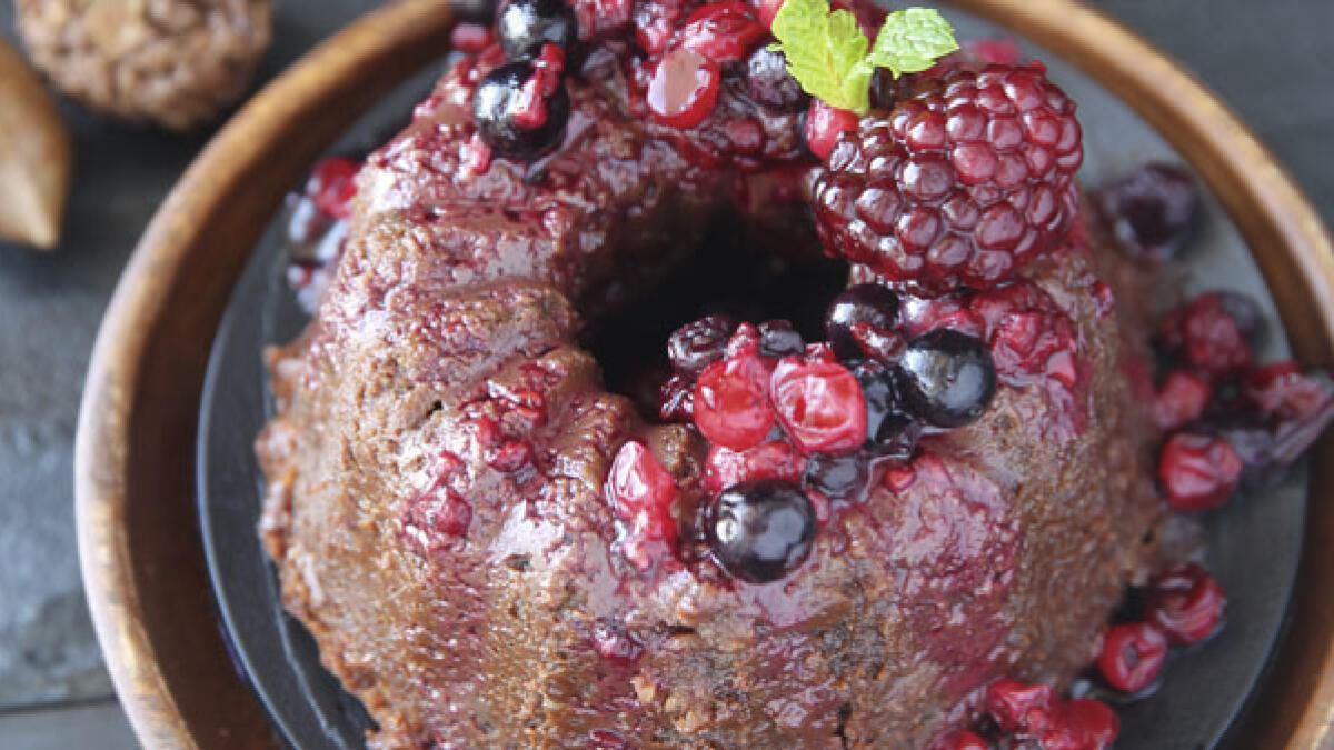 Chocolate Bundt Cake with Berry Coulis