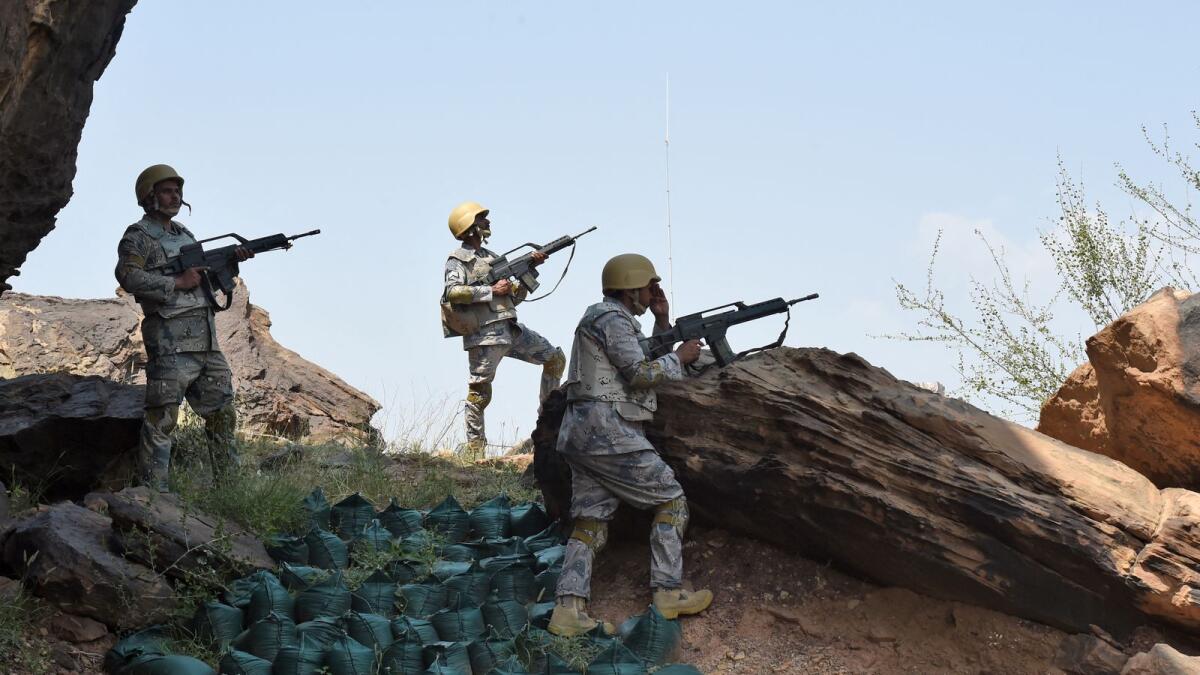 AFP file photo of Saudi forces on watch along the border in southern Jizan province.