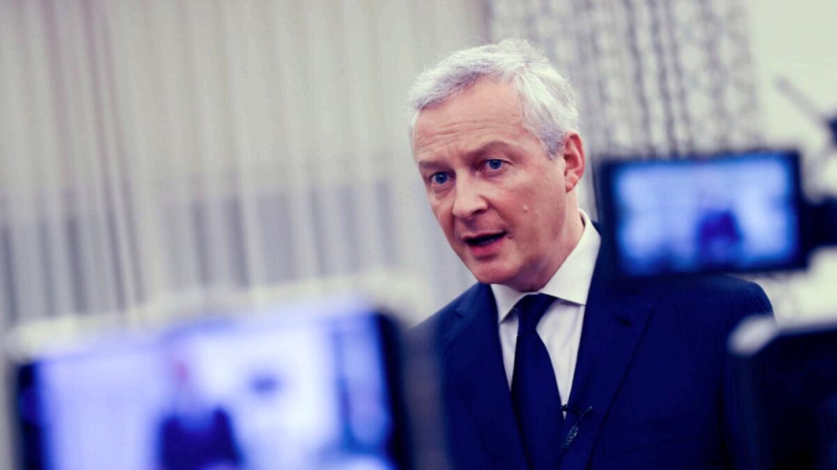 French minister Bruno Le Maire speaks at a Press conference in Abu Dhabi. — AP
