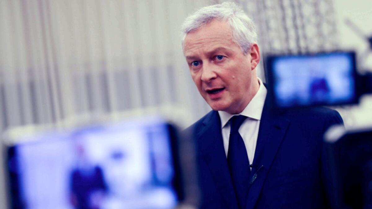 French minister Bruno Le Maire speaks at a Press conference in Abu Dhabi. — AP