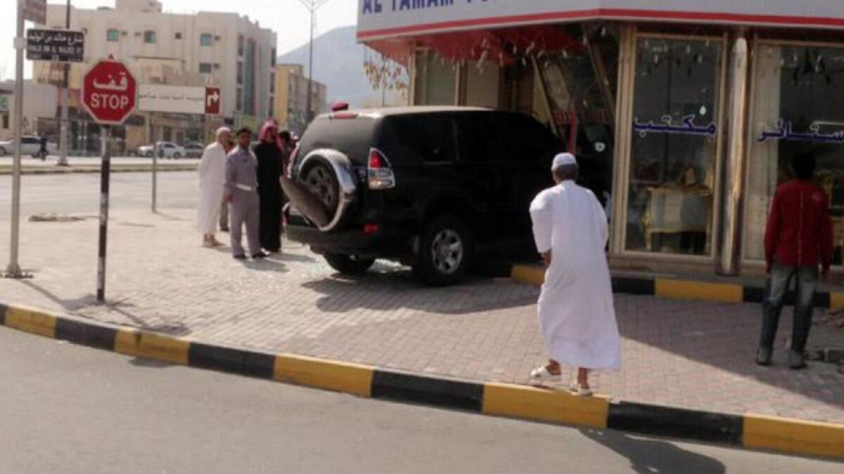 Woman faints after crashing car into furniture shop in UAE