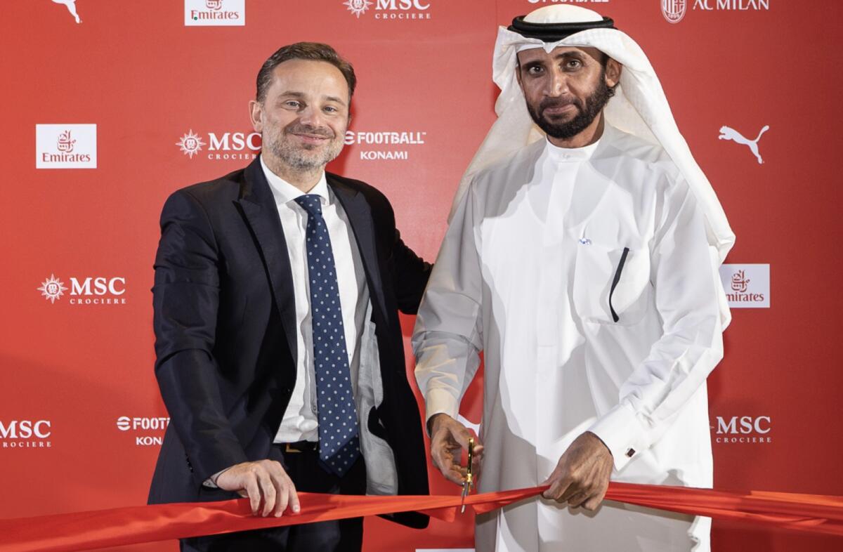 Giorgio Furlani, CEO of AC Milan, with Mohammed Ibrahim Al Shaibani, Director General of the Dubai Ruler’s Court and Managing Director of the Investment Corporation of Dubai. — Supplied photo
