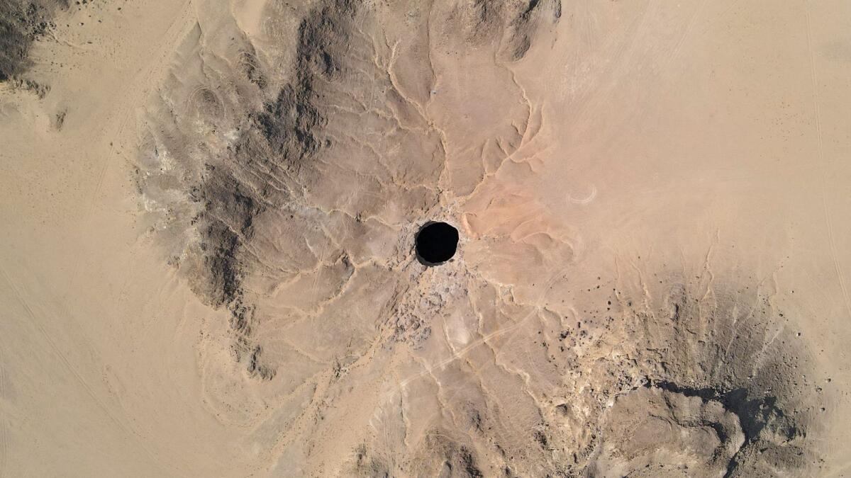 The Well of Barhout known as the 'Well of Hell' in the desert of Yemen's Al Mahra province.