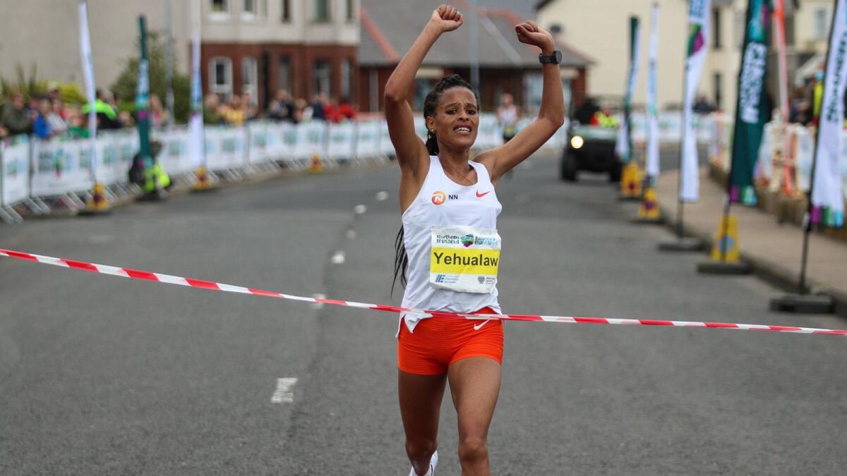 Ethiopia’s Yalemzerf Yehualaw smashed the half marathon world record. — Twitter