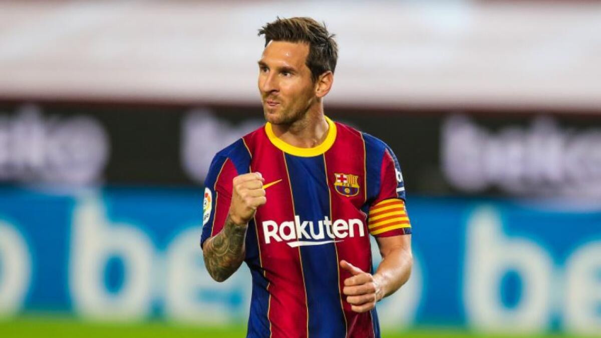 Lionel Messi celebrates his goal. (FC Barcelona Twitter)