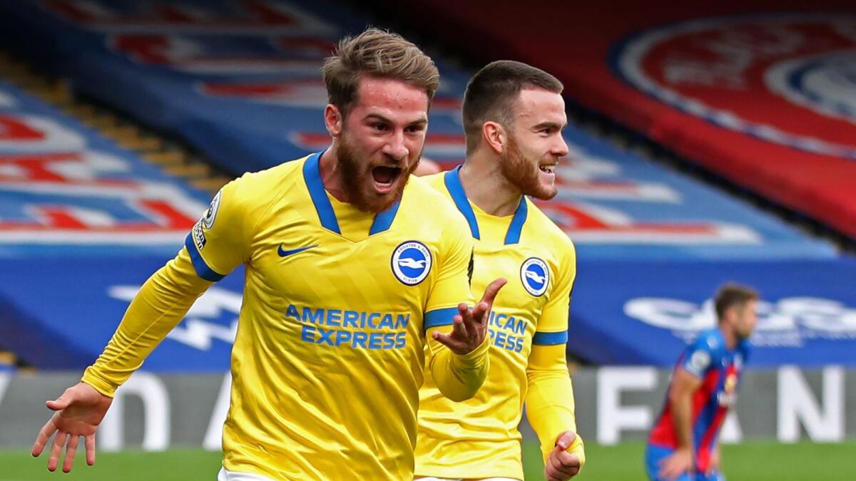 Brighton's Argentinian midfielder Alexis Mac Allister celebrates after scoring a goal against Crystal Palace. — AFP