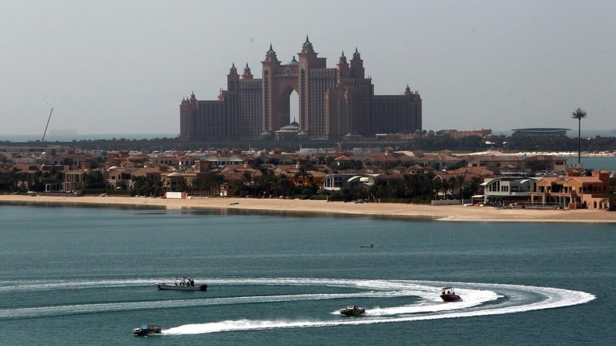 People take a ride in the water at Palm Jumeirah.-Photo by Shihab/Khaleej Times