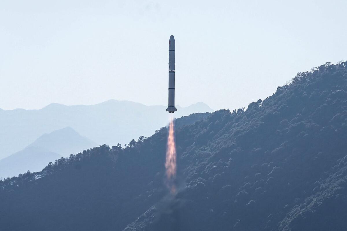 Long March-2C rocket, carrying the Einstein Probe satellite, lifts off from the Xichang Satellite Launch Center in Xichang, in southwestern China's Sichuan province on Wednesday. — AFP