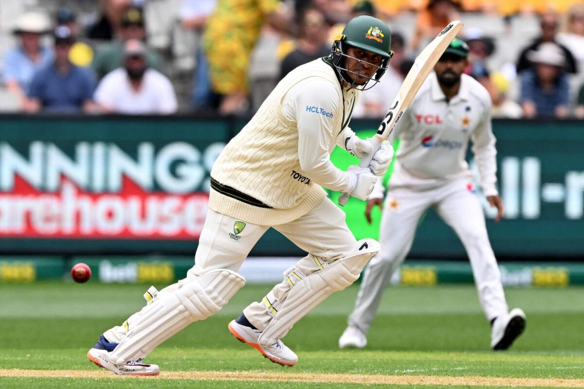 Australia's Usman Khawaja bats during the first day of the second Test. — AFP