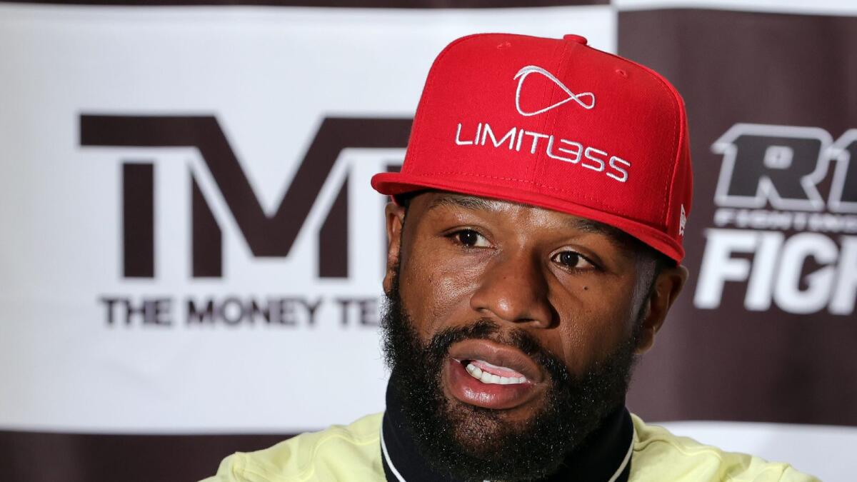 Boxer Floyd Mayweather at a news conference. (AFP)