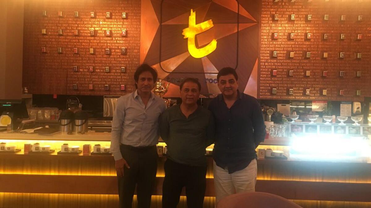 Ajay Sethi with Ramiz Raja and Sunil Gavaskar. (Supplied photo)