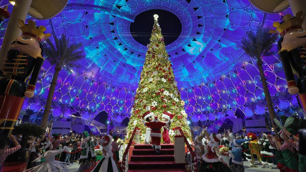 The lighting the Christmas tree at the al-Wasl Dome at Expo 2020 in the gulf emirate of Dubai. (Photo: AFP)