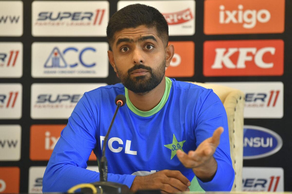 Pakistan captain Babar Azam during a press conference in Multan on Tuesday. — AFP