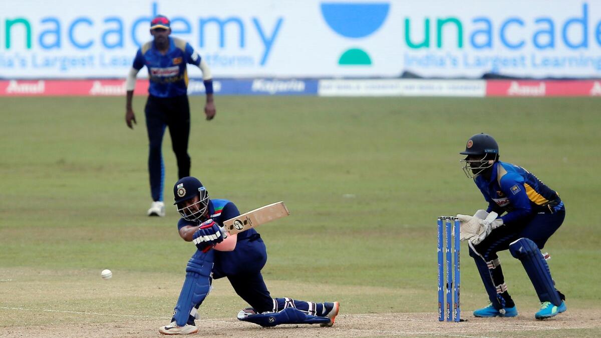 India's Prithvi Shaw in action during third ODI against Sri Lanka. — Reuters