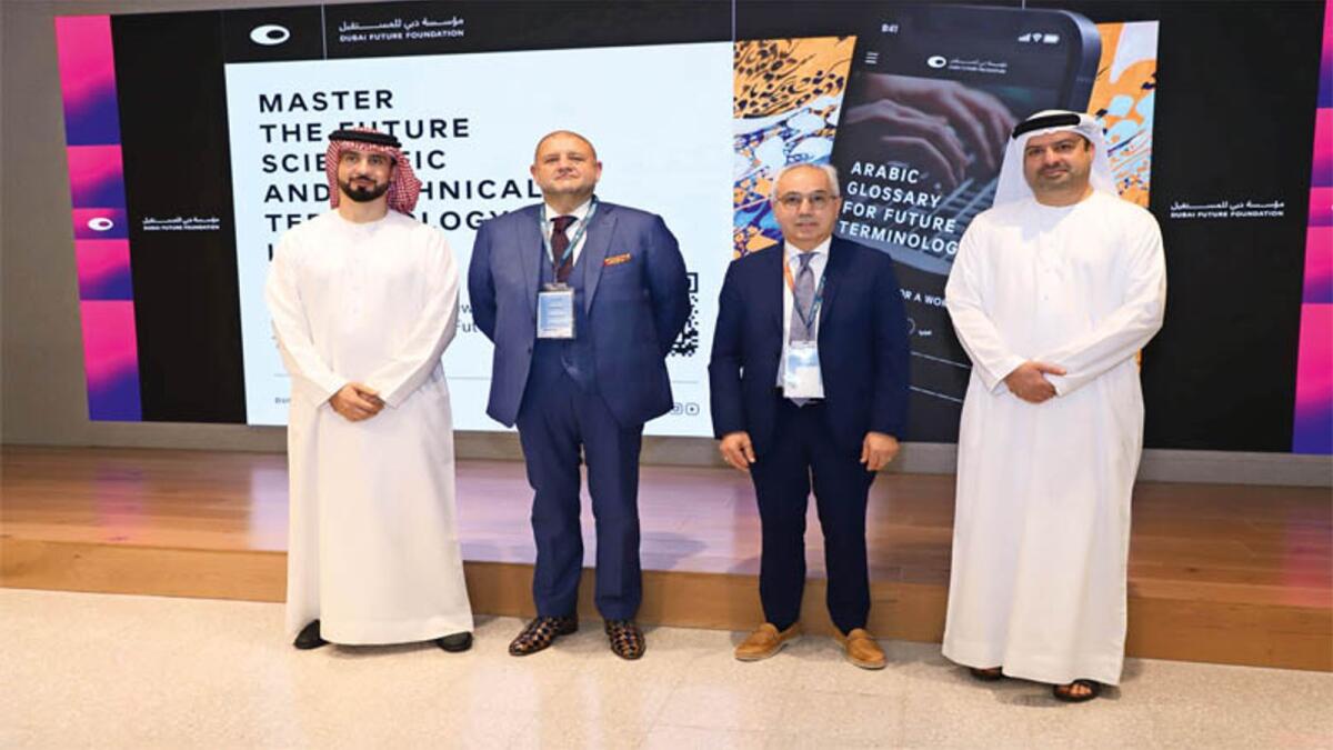Meeting in Dubai Future Foundation. (L to R ) Khalifa Al Jaziri Al Shehhi, Roberto Marcato, Mario Pozza and Marwan Al Zarouni