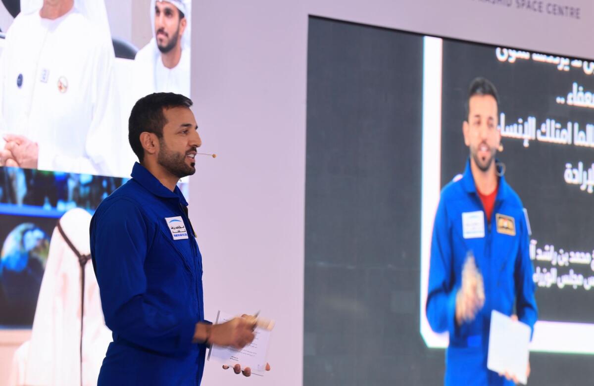 UAE astronaut Sultan Al Neyadi speaks at a press conference at the Museum of the Future in the Gulf emirate of Dubai, on February 2, 2023. Photo: AFP