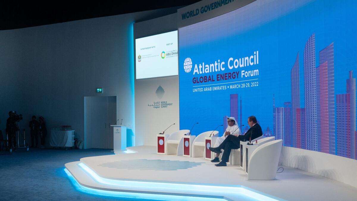 Musabbeh Al Kaabi speaks at the Global Energy Forum. — Supplied photo