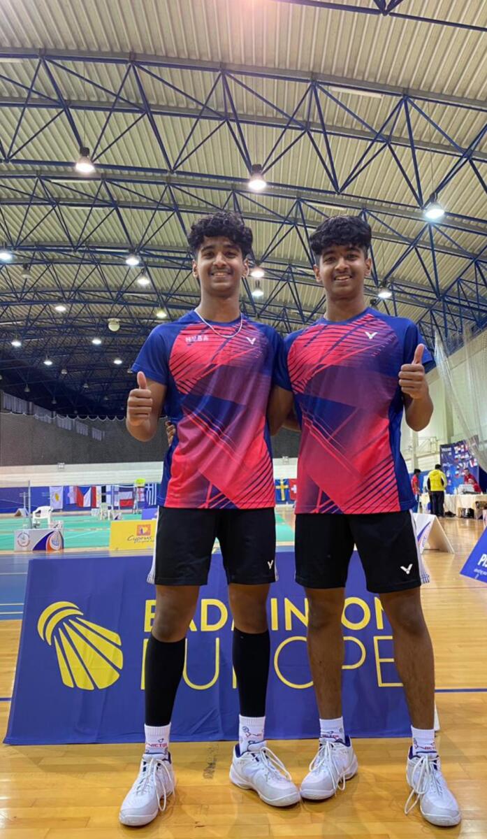 Dhiren and Dev Ayyappan at the Badminton Asia Championships in Dubai. — Supplied photo