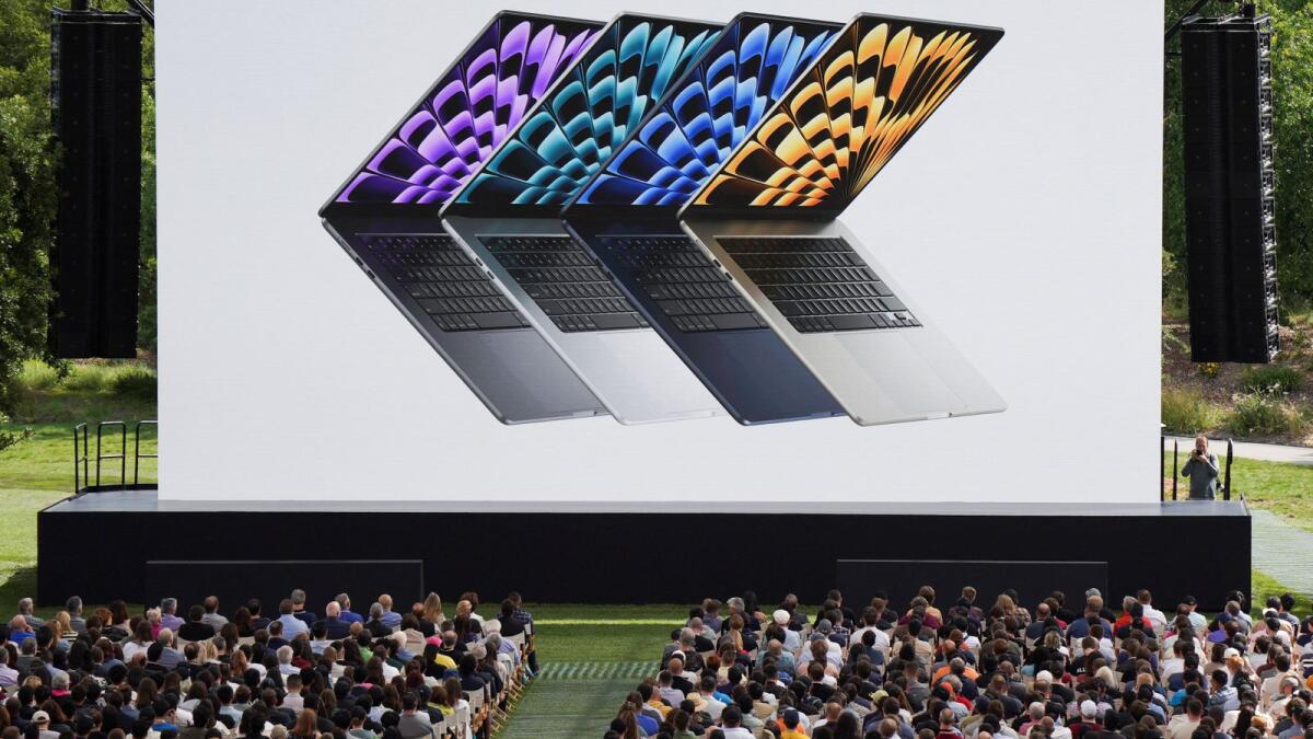 A new MacBook laptop is presented at Apple's annual Worldwide Developers Conference. — Reuters