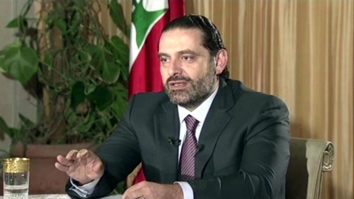 Lebanon’s Prime Minister Saad Hariri gives a live TV interview 