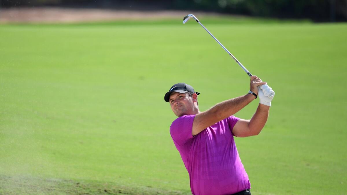 Patrick Reed of the USA plays his second shot on the third hole during Day Two of the DP World Tour Championship.