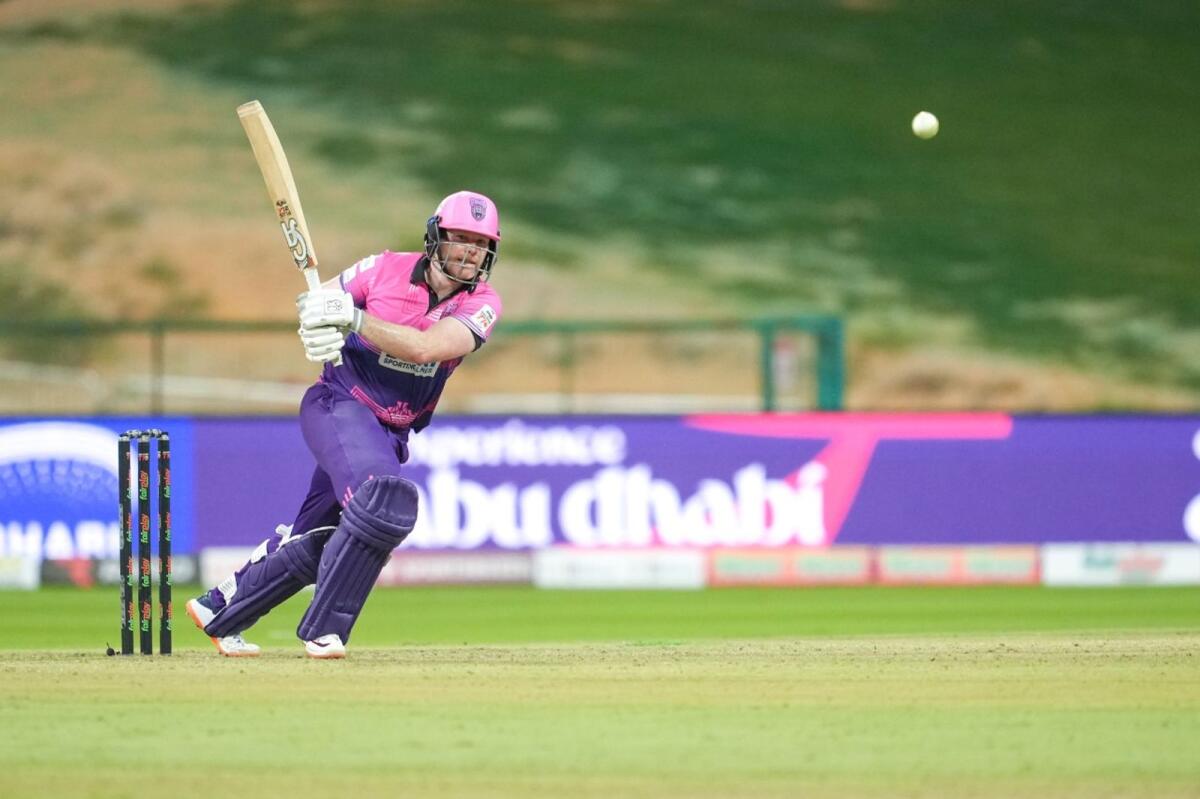 Eoin Morgan of New York Strikers plays a shot against Deccan Gladiators. — Supplied photo