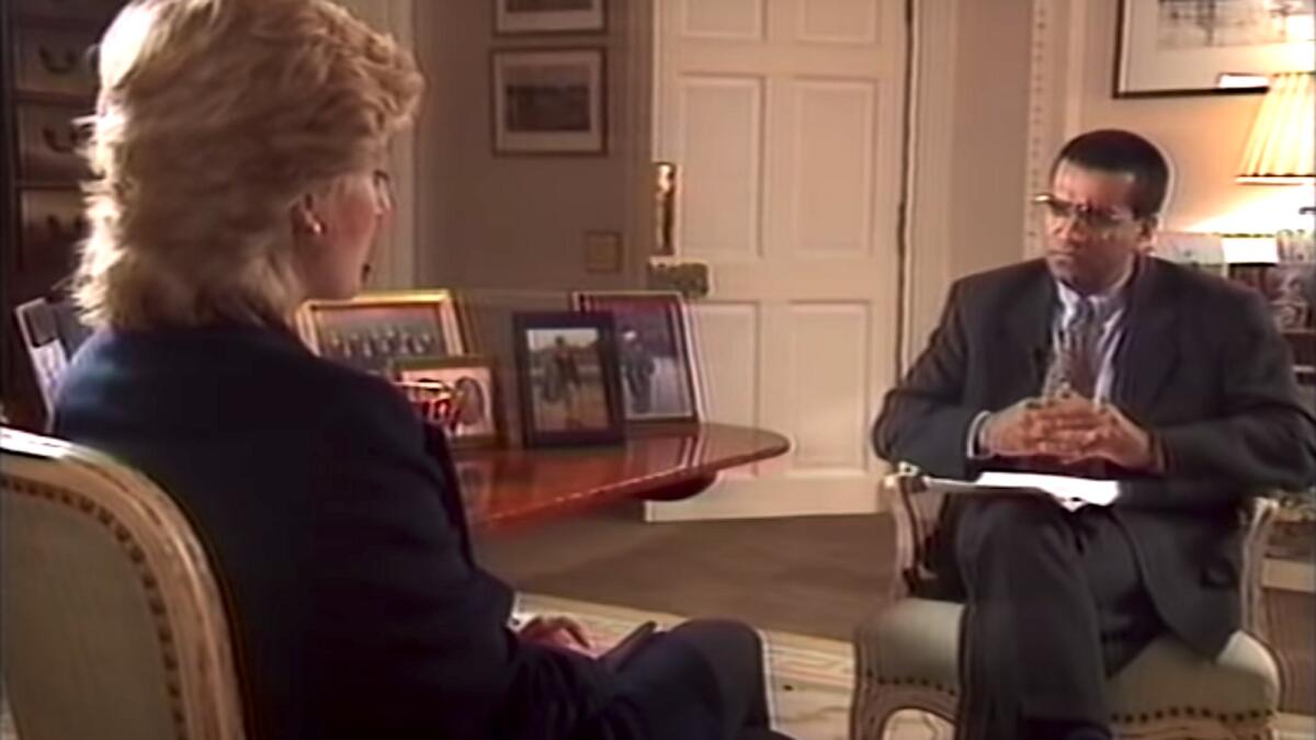 A still from Martin Bashir's BBC Panorama interview with Princess Diana