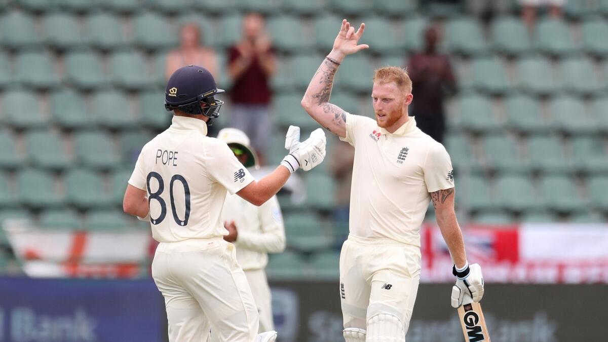 Stokes and Pope hit tons to put England on top