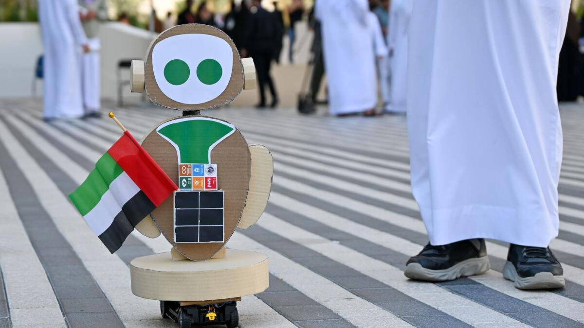 MR COP robot created by Ten-year-old Emirati boy Messed Salim Alkhuzaimi. (Photo: M. Sajjad/Khaleej Times)