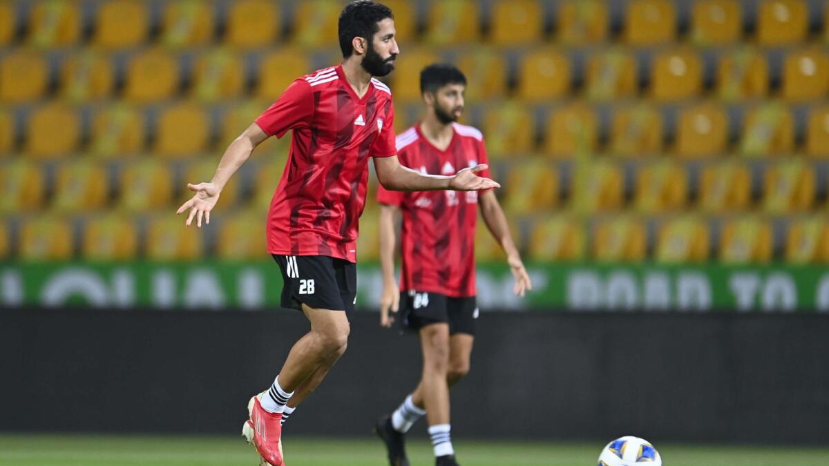 UAE players during a training session ahead of their World Cup qualifying match against Lebanon. (UAEFA)