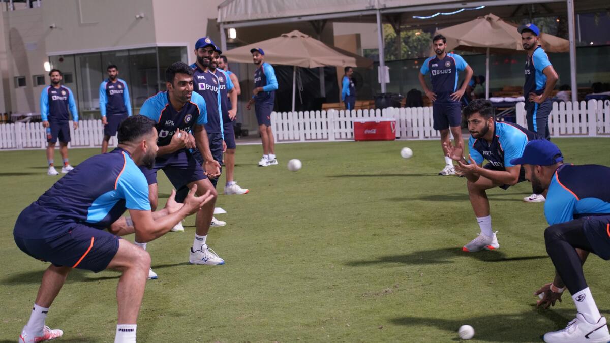 The Indian squad during a training session at the ICC Academy in Dubai . — BCCI Twitter