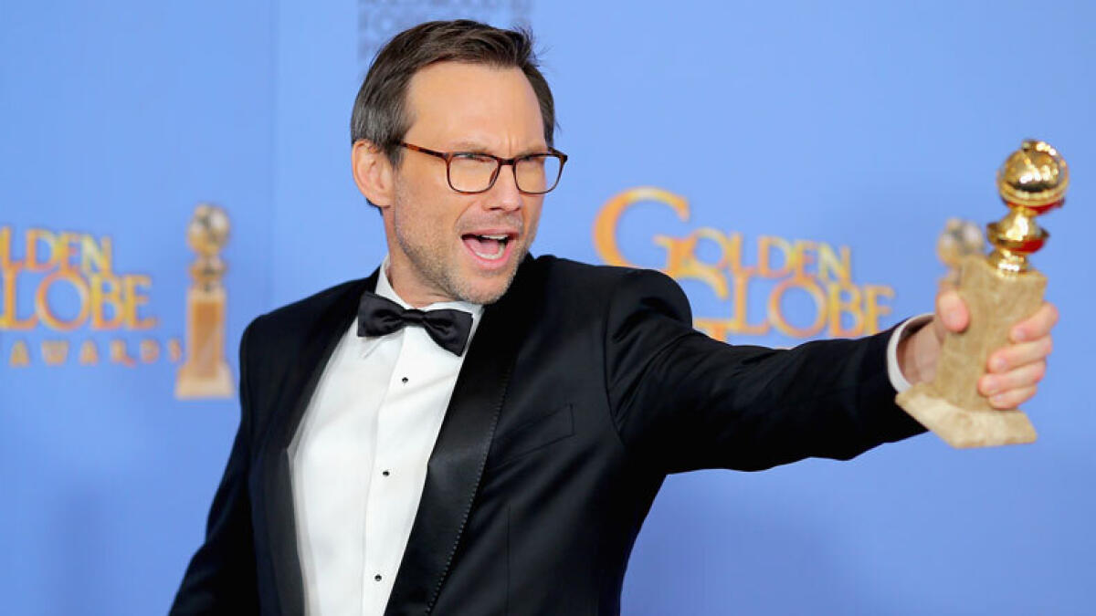 Actor Christian Slater, winner of Best Performance by an Actor in a Supporting Role in a Series, Limited Series or Motion Picture Made for Television. Photo: AFP