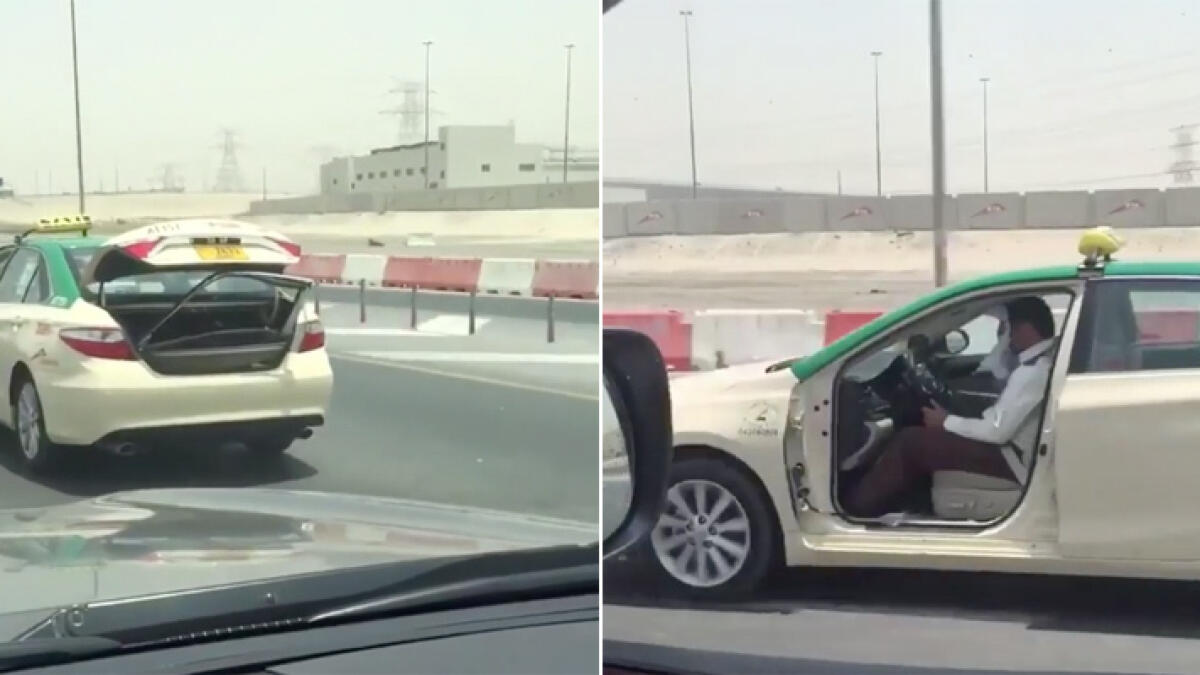 Video: Dubai cabbie drives with broken door in boot