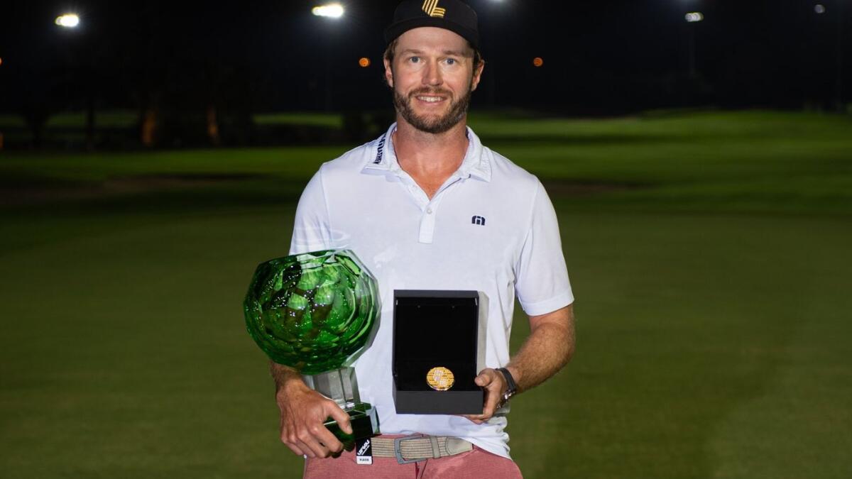 Kalle Samooja with the LIV Golf Promotions trophy. Photo X
