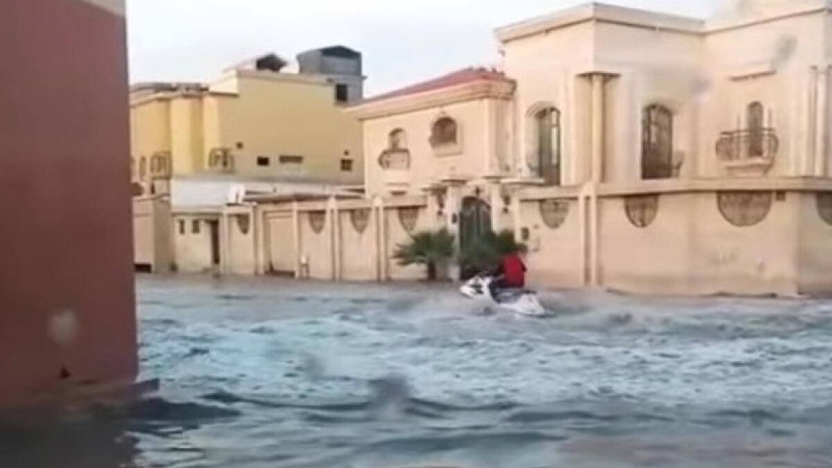 Watch: This man drives jet ski through Riyadhs flooded streets