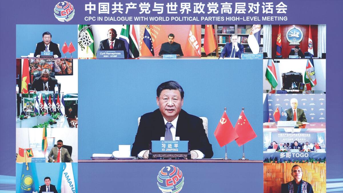 Xi Jinping, general secretary of the Communist Party of China (CPC) Central Committee and China’s president, attends the opening ceremony of the CPC in Dialogue with World Political Parties High-Level Meeting via video link and delivers a keynote address on March 15. LIU BIN / XINHUA