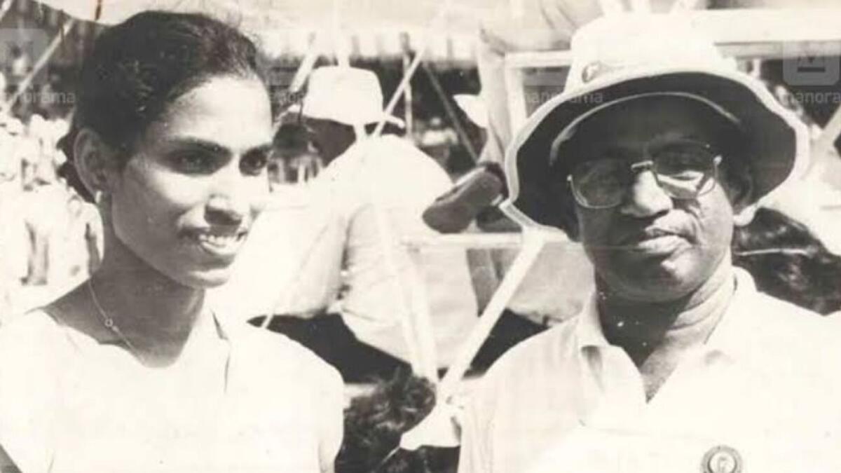 PT Usha with her coach OM Nambiar. (Twitter)