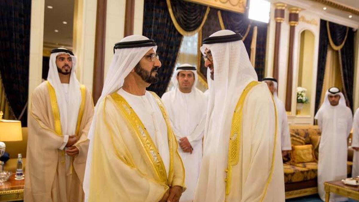 UAE rulers gather at Abu Dhabi's Mushrif Palace to celebrate Eid Al Fitr.