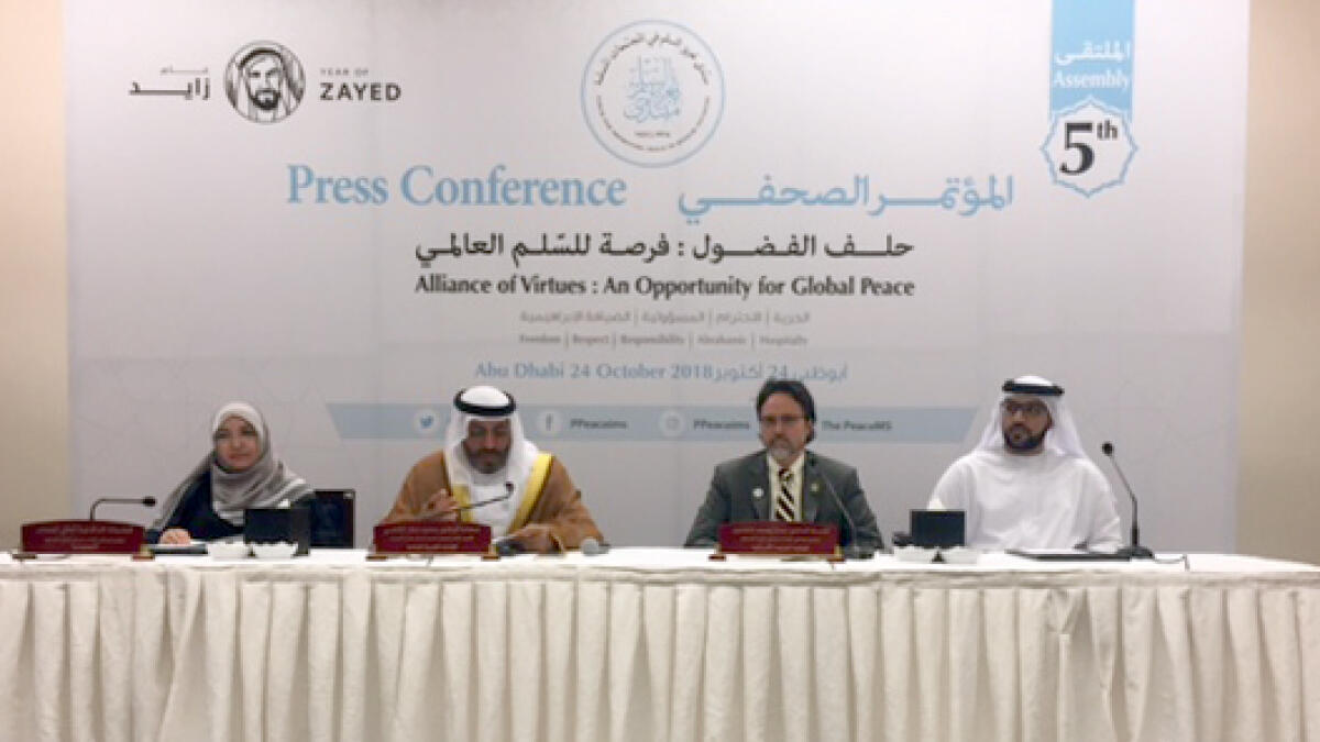 Officials announce the details of the Forum for Promoting Peace in Muslim Societies in Abu Dhabi.- Supplied photo