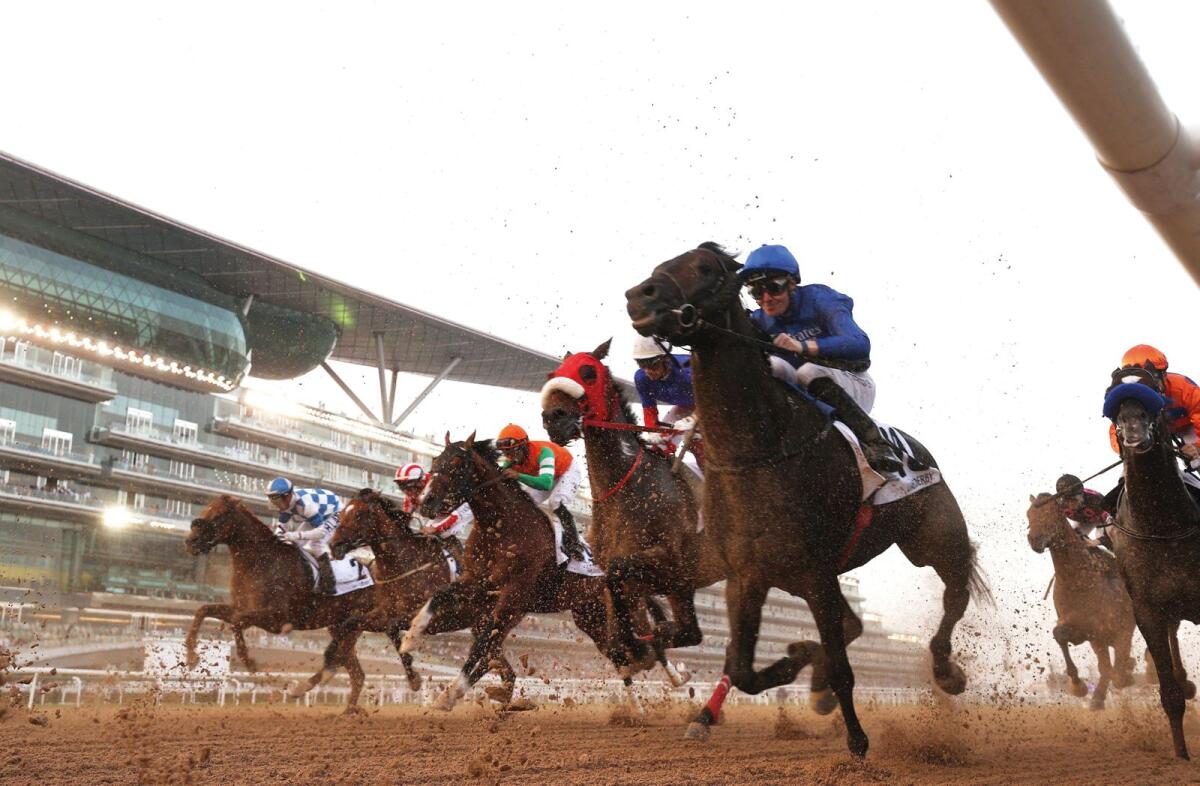 As many as 131 horses will compete across nine races at the Dubai World Cup on Saturday. — Reuters file