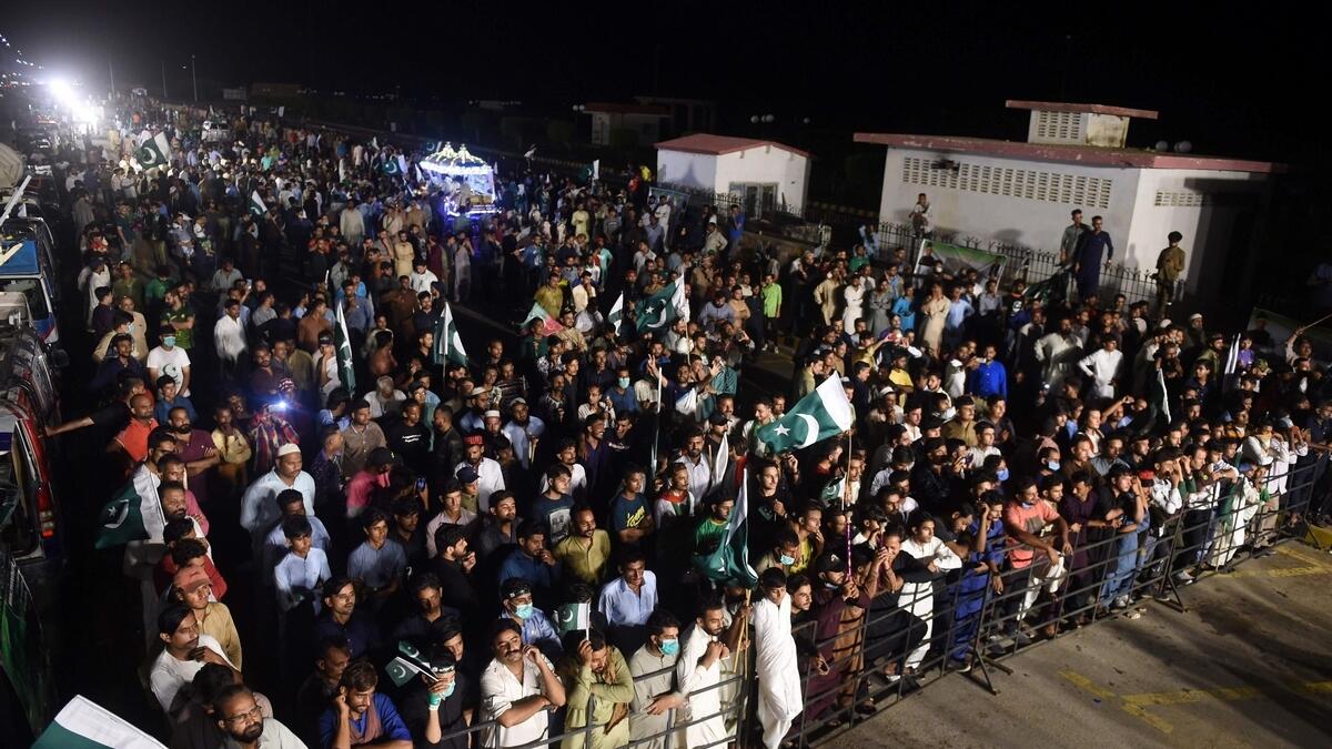 People gather during Independence Day celebrations in Karachi on August 14, 2020, as Pakistan celebrates its 74th anniversary of independence from British rule. AFP photo
