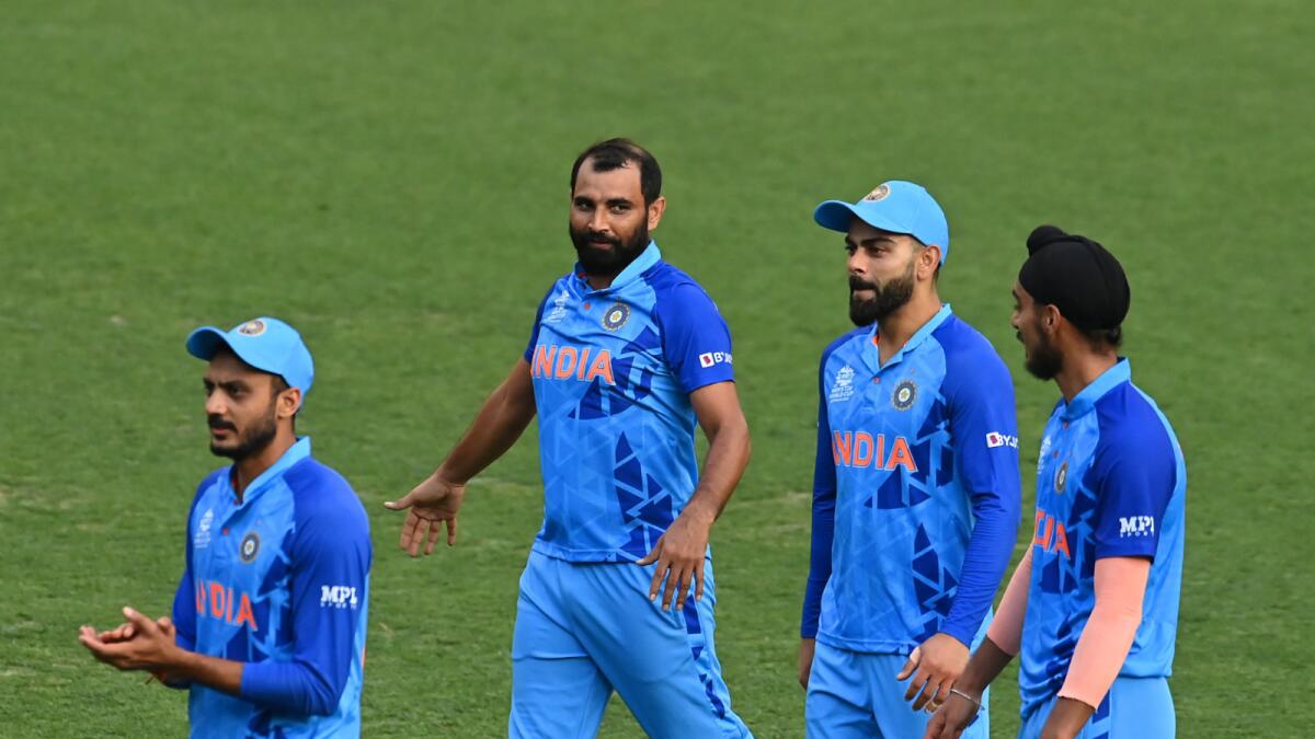 Mohammed Shami with his teammates after India beat Australia. — bcci twitter