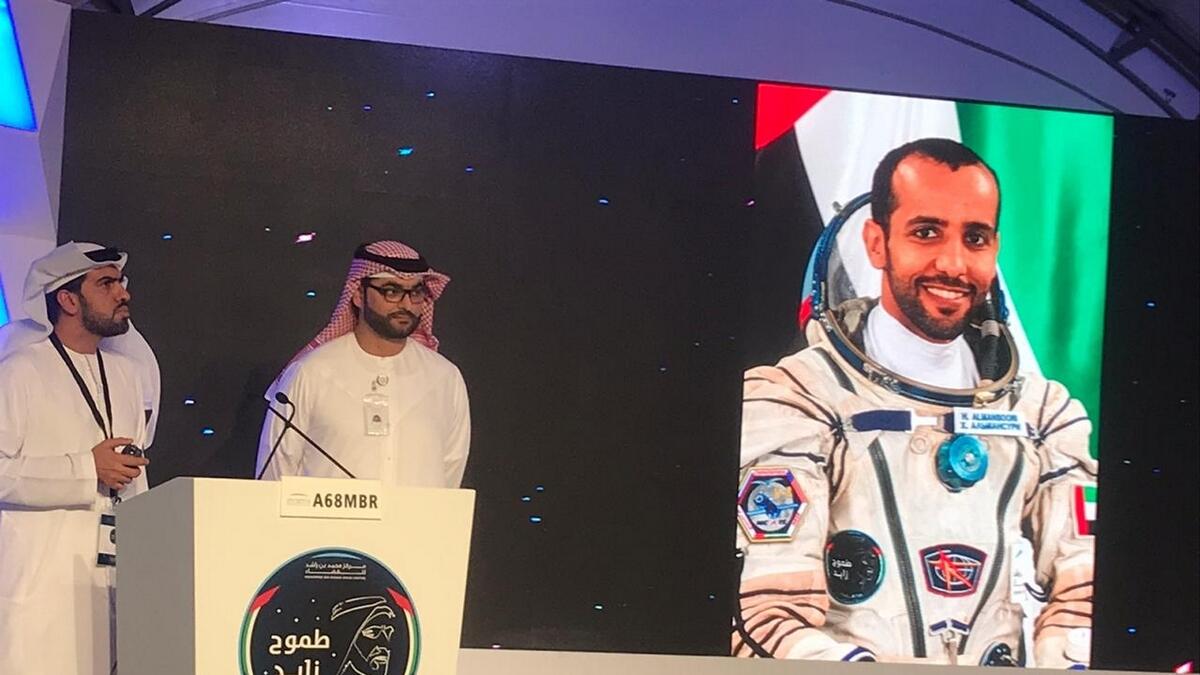 UAE astronaut, Hazzaa AlMansoori, calls, UAE, editors, from space, UAE media, ISS