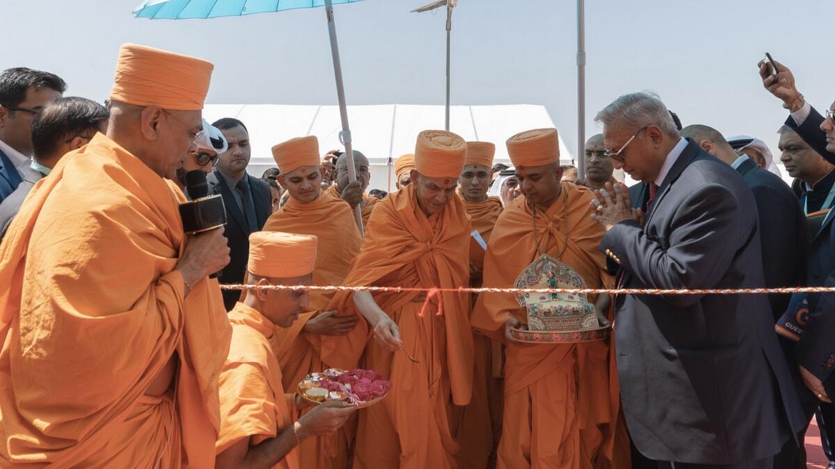 Video: Foundation stone laid for first traditional Hindu temple in UAE