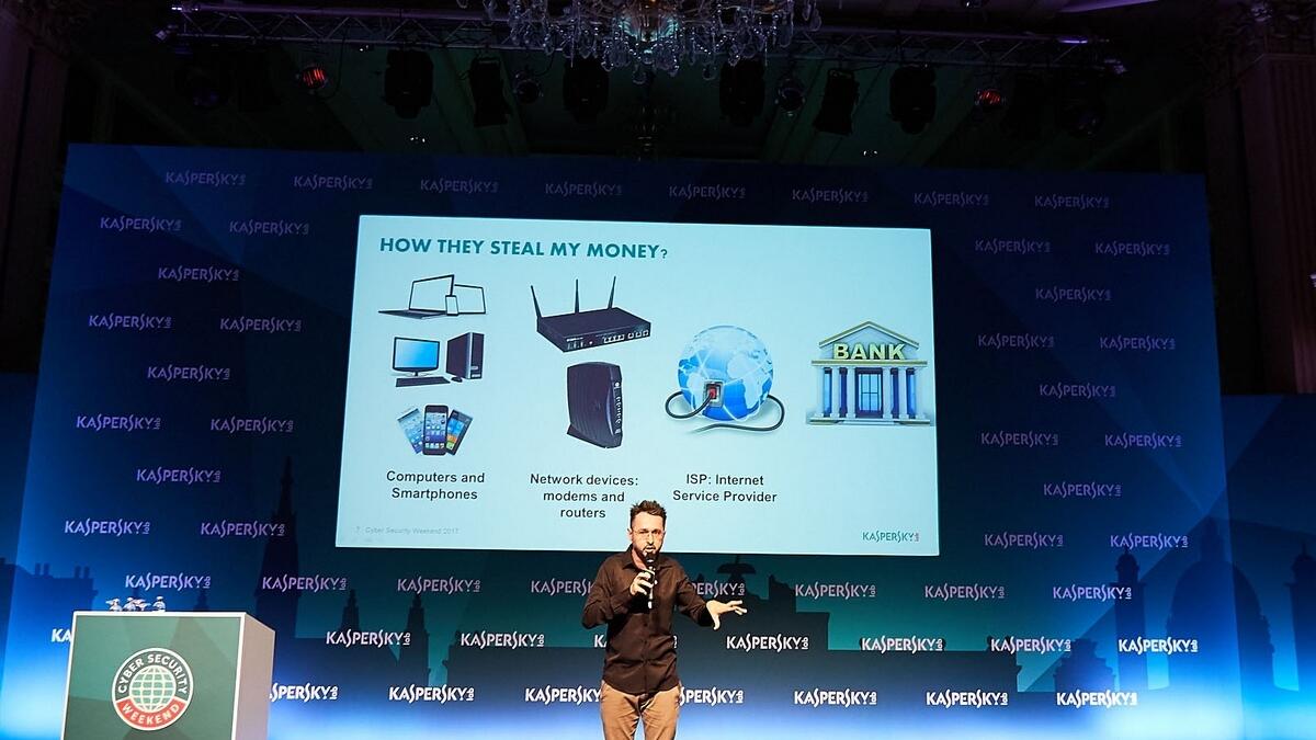 Fabio Assolini, senior security researcher, Kaspersky Lab, during a presentation at the Cyber Security Weekend.