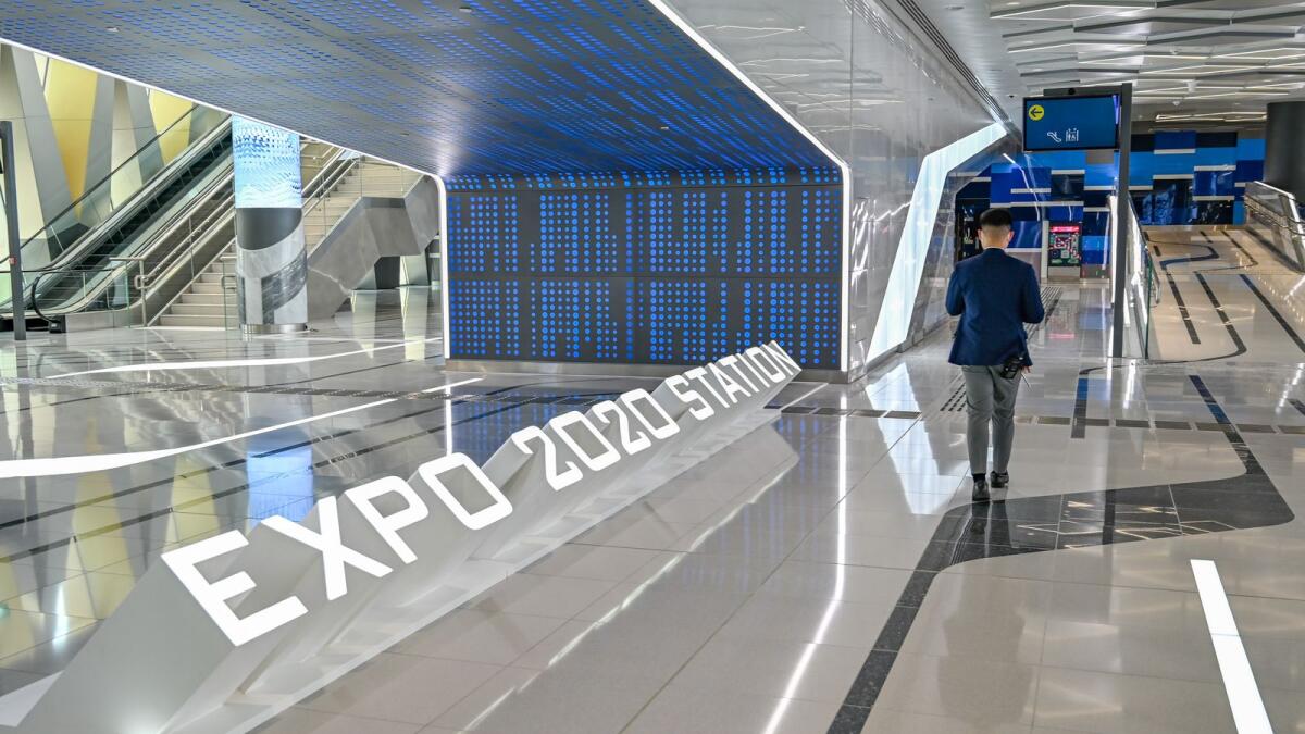 Inside the Expo 2020 Metro Station: It features a futuristic design and wide ramps. — Photo by M. Sajjad