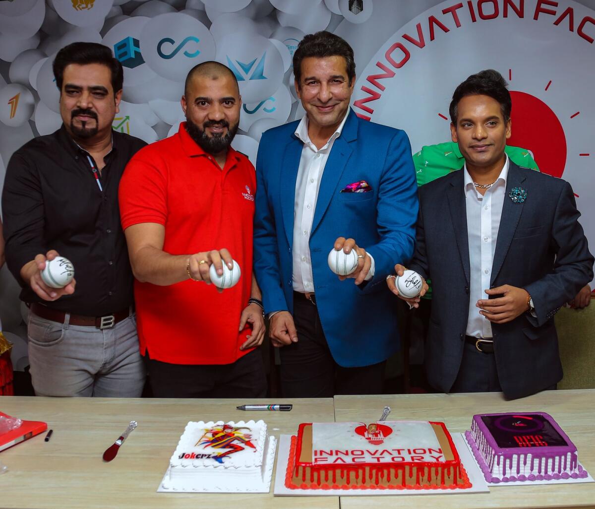 Cricket legend Wasim Akram (second from left) at an event in Dubai on Tuesday. (Supplied photo)