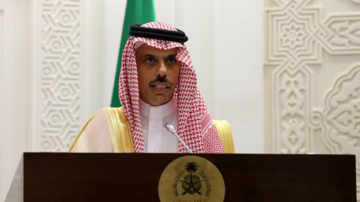 Saudi Arabia's Foreign Minister Faisal bin Farhan Al Saud speaks at a news conference in Riyadh. Photo: AFP