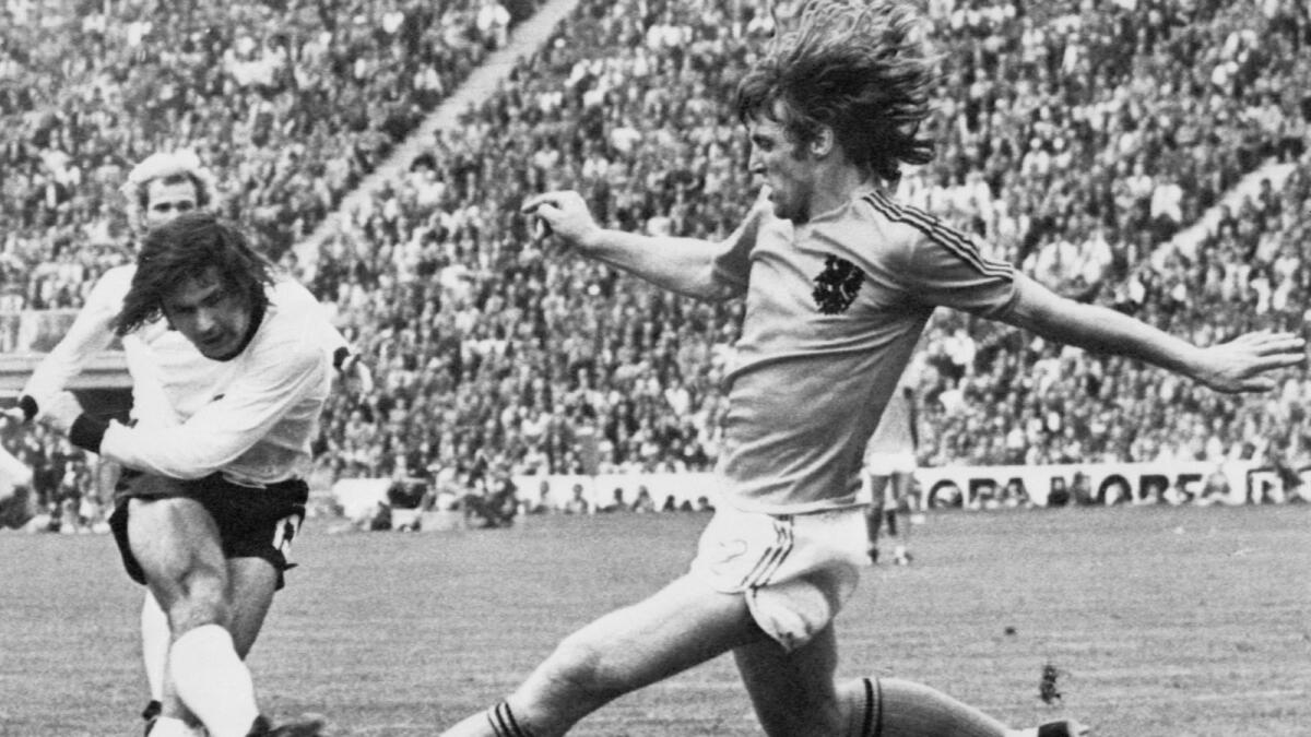 Gerd Muller (left) scored 68 goals in 62 international matches for West Germany. — AFP